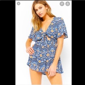 Floral  Paisley Cutout Romper
